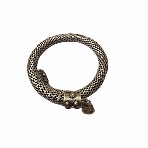 Alex and Ani Silver Tone Mesh Wrap Bracelet Studded Clasp Boho Chic